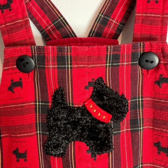 Vintage Plaid Scottie Dog Overalls Unbranded Red Size 6/9M Gender Neutral - Picture 2 of 4